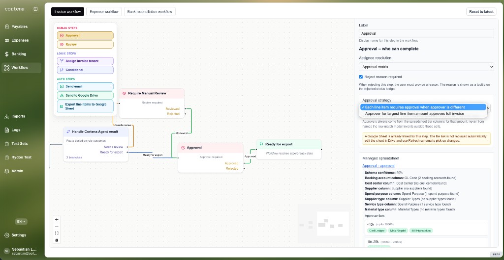 Approval workflow node configuration