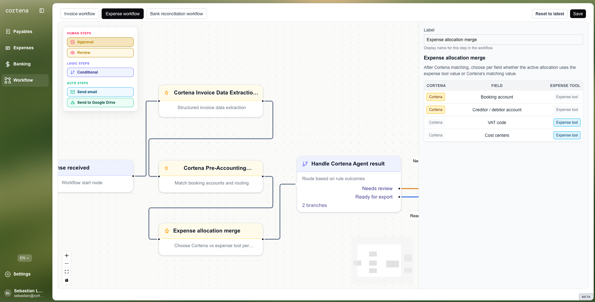 Expense allocation merge: choose source per field