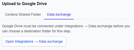 Data exchange: Google Drive not connected